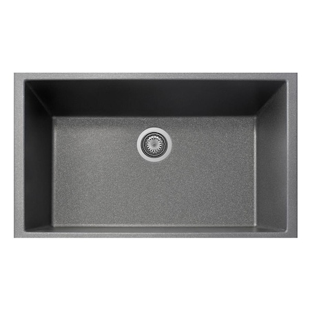 22 In. One Drop-In Granite Composite 1-Hole Single Bowl Kitchen Sink, Titanium